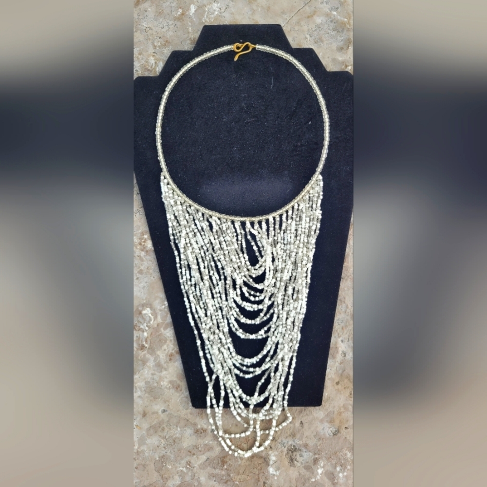 Necklace,  Beaded necklace,  White color necklace, African beaded necklace